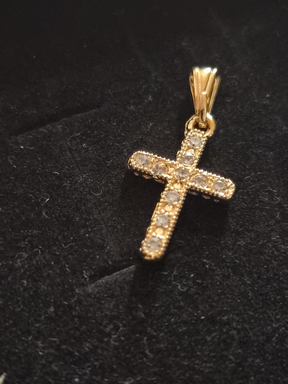 Gold Crystal Cross Pendant - Women Jewelry, Non Tarnishing